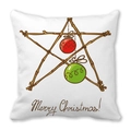 Christmas pillow cover featuring stars and ornaments with Merry Christmas print - Hand-drawn Branch Ornaments (16) / 18x18 Inch