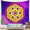 Detail of starry mandala tapestry with vibrant pink and yellow patterns over a sofa - 100X70 / Pattern 7 (Peach Skin)
