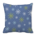 Federa blu scuro con motivi a fiocco di neve bianchi e verdi in tessuto pelle di pesca - 45x45 cm / Stile 27 - Fiocchi di Neve Misti Blu Scuro