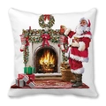Christmas Santa Claus pattern pillowcase with festive fireplace and gift print - 18x18 Inch / 16