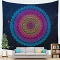 Starry sky mandala tapestry wall hanging with cosmic galaxy and colorful floral pattern - Starry Warm Orange-Blue Mandala (3)