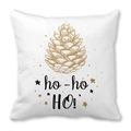 Christmas ho-ho HO! cushion cover with pine cone print on peach skin fabric - Pine Cone Gold Star Hohoho Style (18) / 18x18 Inch
