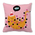 Housse de coussin avec chat orange, bonnet de Noël et guirlande lumineuse festive - 45x45cm / Chat avec Lumières de Noël (33)