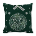 Dark green Merry Christmas pillowcase with silver floral ornament ball print - Dark Green Floral Christmas Ball (30) / 18x18 Inch