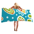 Thick avocado geometric square beach towel with colorful abstract graffiti and white dots - Lake Blue Abstract Graffiti (1)