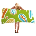 Thick avocado green beach towel with geometric floral pattern for summer vacation - Fruit Green Pop Floral (2)