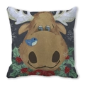 Kussensloop met eland-print en bessen op zachte perzikhuid stof - Eland en Blauwe Vogel (17) / 45x45cm