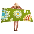 Thick avocado green beach towel with geometric floral and paisley prints for vacations - Grass Green Paisley (4)