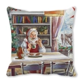 Christmas Santa Claus dining scene print pillowcase in soft peach skin fabric - 18x18 Inch / 18