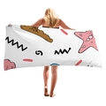 Asciugamano da spiaggia in microfibra con motivi di stelle marine e tavole da surf - 150x75 / Stella marina rosa (1)