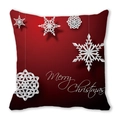 Funda de cojín navideña roja con motivos de copos de nieve y texto Merry Christmas - Base Rojo Oscuro Estampado de Copos de Nieve de Papel (16)