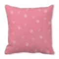 Federa per cuscino rosa con motivi a cuore e fiocchi di neve disegnati a mano - 45x45 cm / Stile 33 - Fiocchi di Neve Cuore Rosa