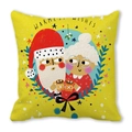 Housse de coussin jaune avec motif Père Noël et texte Warmest Wishes festif - 45x45cm / Père et Mère Noël (38)
