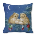 Winter Christmas owl family pillowcase in starry night design on soft peach skin fabric - Owl Family under Night Sky Style (40)