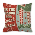 Christmas pillow cover with festive elf legs and candy cane holiday illustration - 18x18 Inch / 20