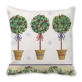 Detail of Christmas holly wreath cushions with festive bow patterns and soft fabric texture - Three Holly Pots (13)