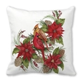 Kissenbezug mit Kardinalvogel und roter Poinsettie aus weichem Pfirsichhaut-Stoff - Weihnachten Bemalter Kardinal (3)