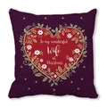 Merry Christmas pillow cover for wife with purple heart floral design on soft fabric - Dark Purple Heart Festive Wishes (35) / 18x18 Inch