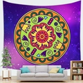 Starry sky mandala tapestry with vibrant purple galaxy background and colorful patterns - 100X70 / Pattern 3 (Peach Skin)