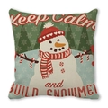 Christmas snowman pillow case with Keep Calm and Build Snowmen text print - 18x18 Inch / 21