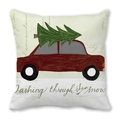 Christmas pillowcase with vintage red car and tree design on soft peach skin fabric - Style 20 (Retro Car/Snow Phrases)