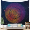 Starry mandala wall tapestry with orange geometric patterns for home decor - Starry Orange-Yellow Mandala (10)