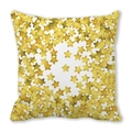 Federa quadrata bianca con motivi di stelle dorate in morbido tessuto pelle di pesca - 45x45 cm / Stile 36 - Stelle in Foglia d'Oro Bianco