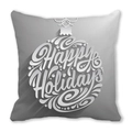 Funda de cojín navideña gris con estampado Happy Holidays blanco en piel de melocotón - Base Gris Estampado de Bola Blanca (19)
