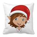 Christmas pillowcase featuring a cartoon elf with a red hat on peach skin fabric - 18x18 Inch / Cartoon Elf Red Christmas Hat Style (26)