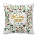 Kussensloop voor kerst met Holiday CHEER goudopdruk op zachte perzikkleurige stof - Holiday Cheer Frame (33)