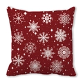 Federa natalizia quadrata rosso scuro con fiocchi di neve bianchi e motivi di stelle brillanti - 45x45 cm / Stile 40 - Fiocchi di Neve All-Over Rosso Scuro