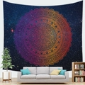 Starry sky mandala tapestry with peach skin texture for living room wall decoration - Starry Cool-Tone Gradient Mandala (11)
