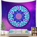 Starry mandala tapestry in blue and purple hanging over a sofa in a modern room - 100X70 / Pattern 8 (Peach Skin)