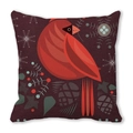 Détail de l'imprimé d'oiseau et pomme de pin sur taie d'oreiller minimaliste - Illustration Géométrique Cardinal Rouge (3)