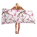 Serviette de plage épaisse à imprimé fleurs de cerisier rose pour les vacances - Style Motif Grand Cerisier (14)