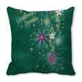Detail of green Christmas Sparkle pillowcase with gold stars and floral print texture - Christmas Sparkle Baubles (15)