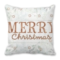 Vierkante kerstkussenhoes met metallic rode Merry Christmas-belettering en bladpatronen - Koperkleurige Merry Christmas Tekst (35)