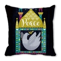 Detail of artistic Peace dove print on minimalist soft peach skin pillowcase cover - Peace Olive Branch Dove (39)
