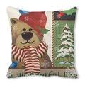 Kerst kussenhoes met beer print gemaakt van zachte perzik huid textiel stof - Kerstboom en Beer (31) / 45x45cm