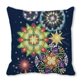 Macro detail of star pattern on deep blue square pillowcase made of soft peach skin fabric - Colorful Geometric Star Lantern (25)
