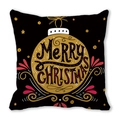 Dettaglio federa natalizia nera con stampa dorata Merry Christmas e decorazioni rosse - 45x45cm / Palla di Natale Nera e Oro (3)