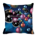 New Year's Party throw pillow cover with colorful decorative balls and speaker patterns - 45x45cm / Blue Purple Gradient New Year (15)