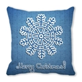 Detail of Christmas pillowcase with blue snowflake pattern and Merry Christmas text - 45x45cm / Blue Large Snowflake Pattern (5)
