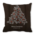 Detail of Christmas pillowcase with brown wood grain texture and printed tree pattern - 45x45cm / Wood Texture Christmas Tree (25)