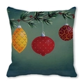 Detail showing the peach skin fabric texture and printed Christmas ornaments on pillowcase - 45x45cm / Beige Gray Triple Ornaments (37)