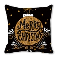 Detail of Christmas pillowcase with golden glitter bauble print and Merry Christmas text - 45x45cm / Black Gold Classic Ball (24)