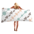 Avocado style beach towel with geometric Morandi pattern on white thick fabric - Morandi Colorblock Geometric (8)