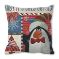 Winterse pinguïn kussensloop met 'Baby It's Cold Outside' print op perzikhuid stof - Koude Buiten Pinguïn (33) / 45x45cm