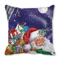 Square Christmas pillowcase featuring Santa Claus and starry night in peach skin fabric - 18x18 Inch / 31