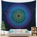 Starry sky mandala tapestry with purple and yellow gradient patterns in a modern living room - Starry Deep Blue-Purple Mandala (9)